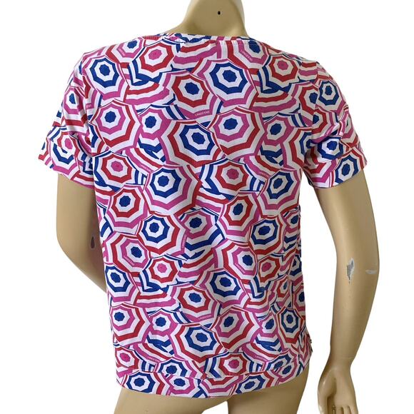 LANDS END Womens Size Small (6-8) Short Sleeve Retro Print Tee T Shirt Top - Picture 4 of 9